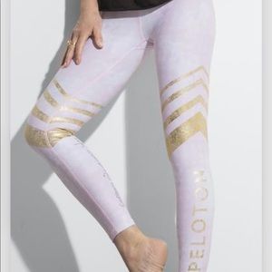 RARE Peloton Pink and Gold Leggings